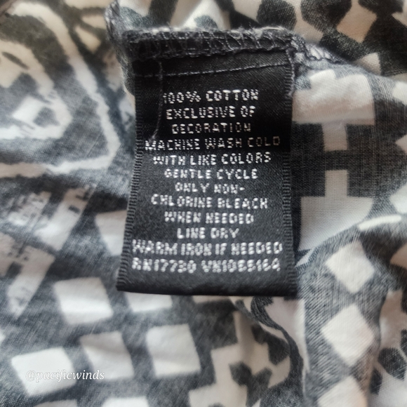 2/$25 MOSSIMO 3/4 SLEEVE BLACK & WHITE PATTERNED BLOUSE 100% COTTON XXXL - Picture 11 of 11